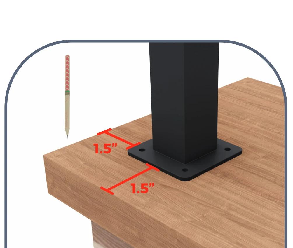 Position and mark the holes — 1.5”, 1.5”