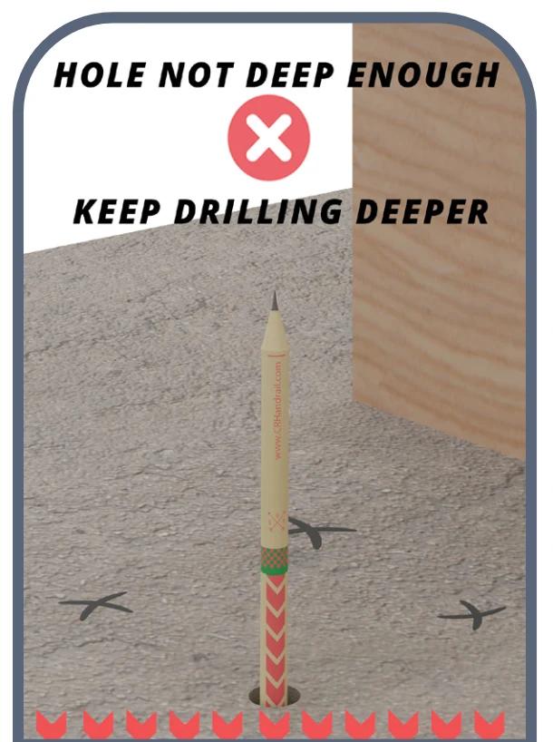 Ensure the correct depth (concrete only)