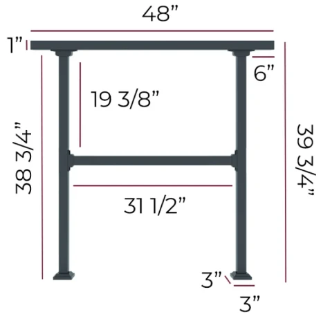 4ft x 40in fence rail with dimensions