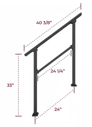 3 step handrail with dimensions
