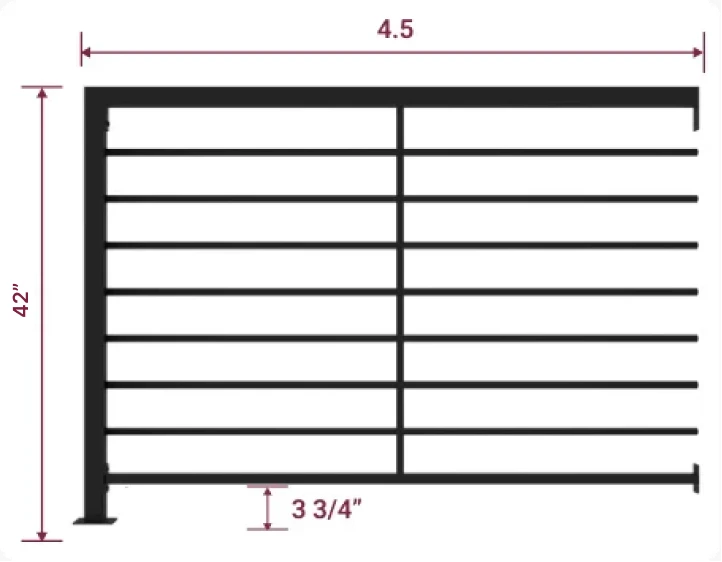 V4 horizontal guard rail, 42 inch height (view 1)