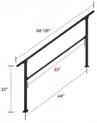 5 step handrail with dimensions