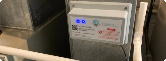 Installed BioShieldUV controller running on the side of a duct