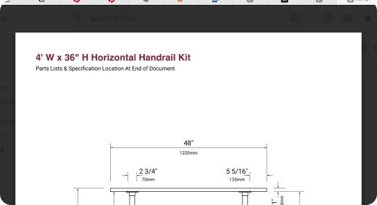 36 Horizontal Handrail Kit Techsheet