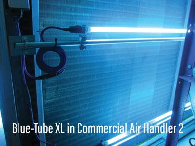 Blue-Tube XL UV lamp positioned on return side of evaporator coil