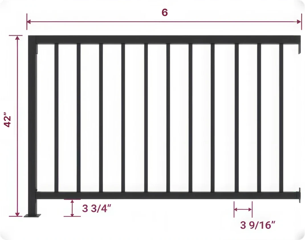 V3 vertical guard rail, 42 inch height (view 2)