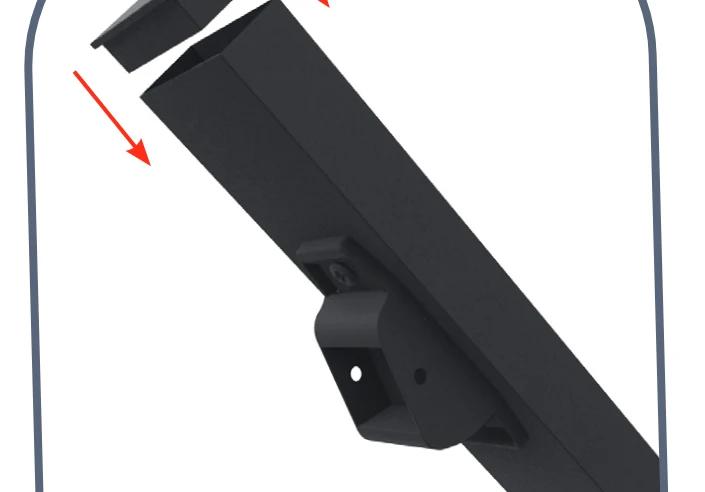 Attach the top rail (larger) brackets and the end caps