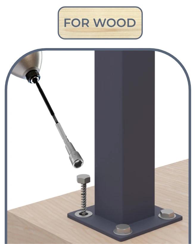 Secure the post to the ground — FOR WOOD