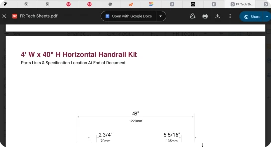 40 Horizontal Handrail Kit Techsheet