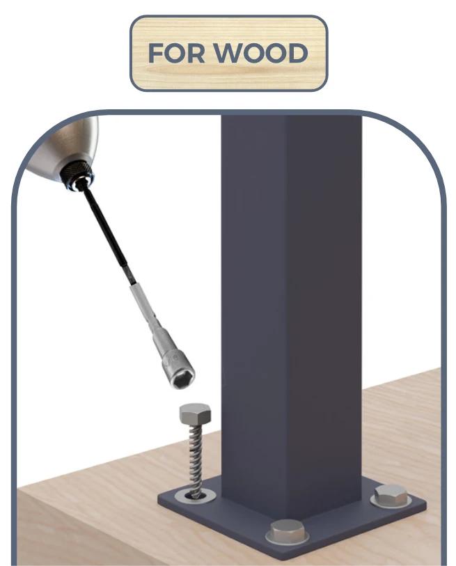 Secure the post to the ground — FOR WOOD