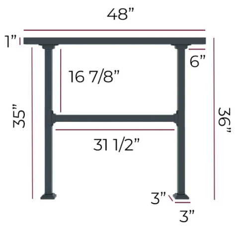 4ft x 36in fence rail with dimensions