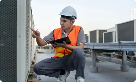 HVAC contractor servicing a unit