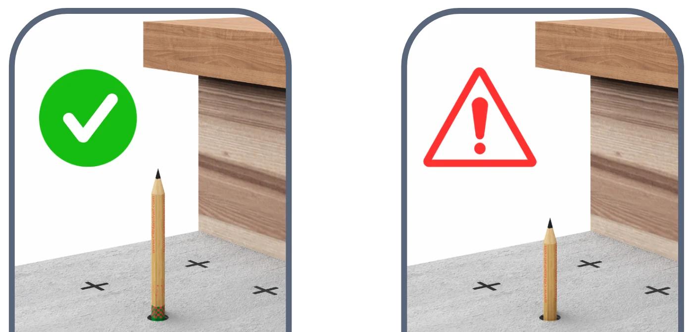 Ensure the correct depth (concrete only)