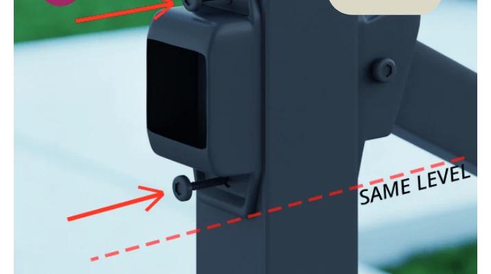 Fit the middle rail bracket at the post
