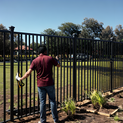 Iron fence installation example