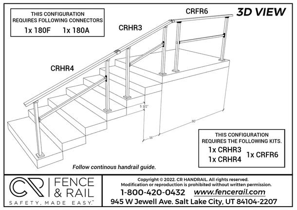 3D layout: stairs into a flat landing, CRHR3, CRHR4 and CRFR6 kits, two connectors.