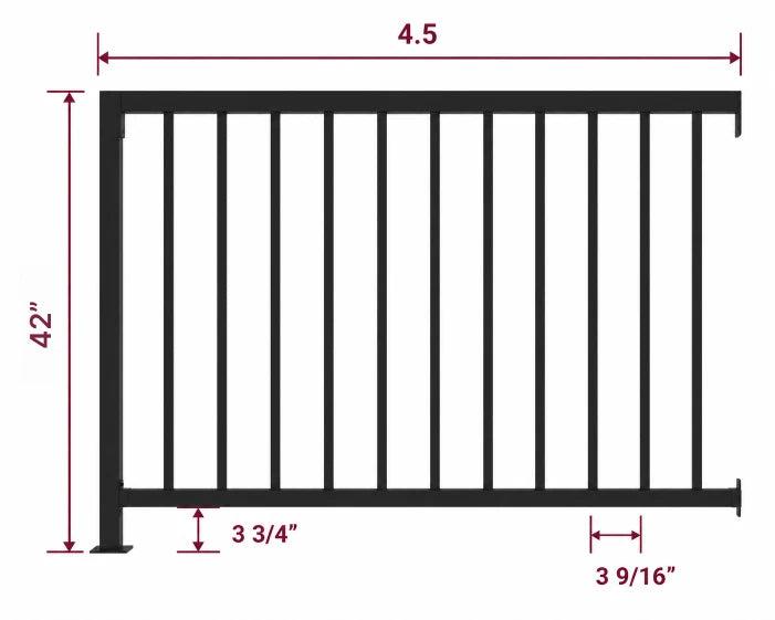 V3 vertical guard rail, 42 inch height (view 1)