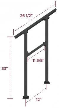 1 & 2 step handrail with dimensions