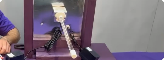 Magnetic-mount UV-C unit being fitted without drilling