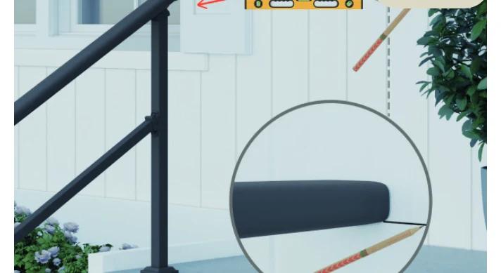 Bring the top rail to horizontal and mark the wall